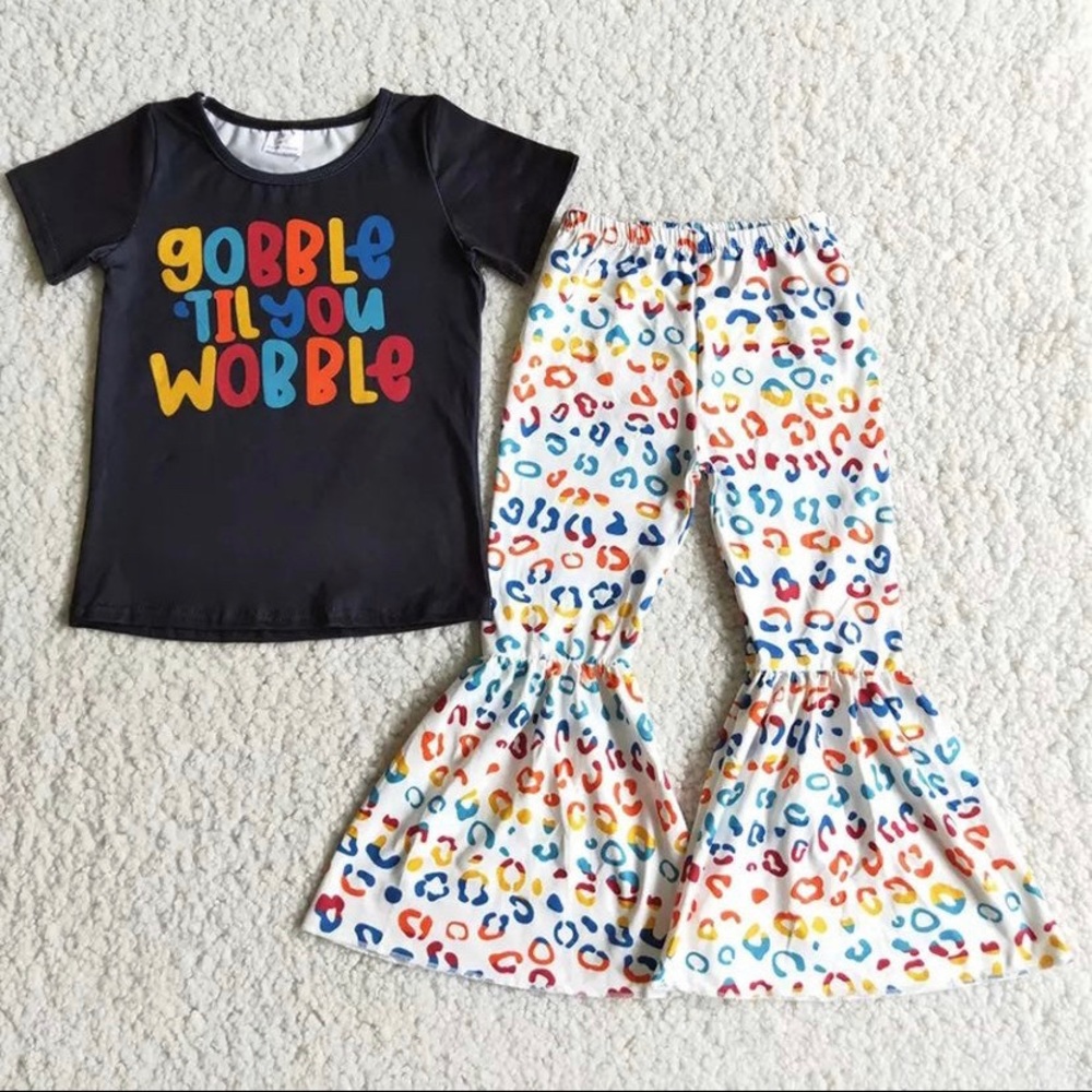 Little girls 3 piece set(Gobble til you wobble )